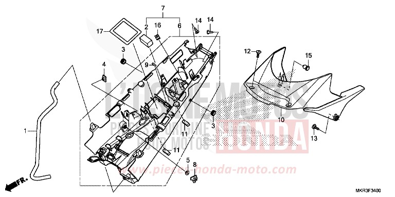 GARDE-BOUE ARRIERE de CBR1000RR SP SP1 SP2 PEARL GLARE WHITE (NHB53) 2022